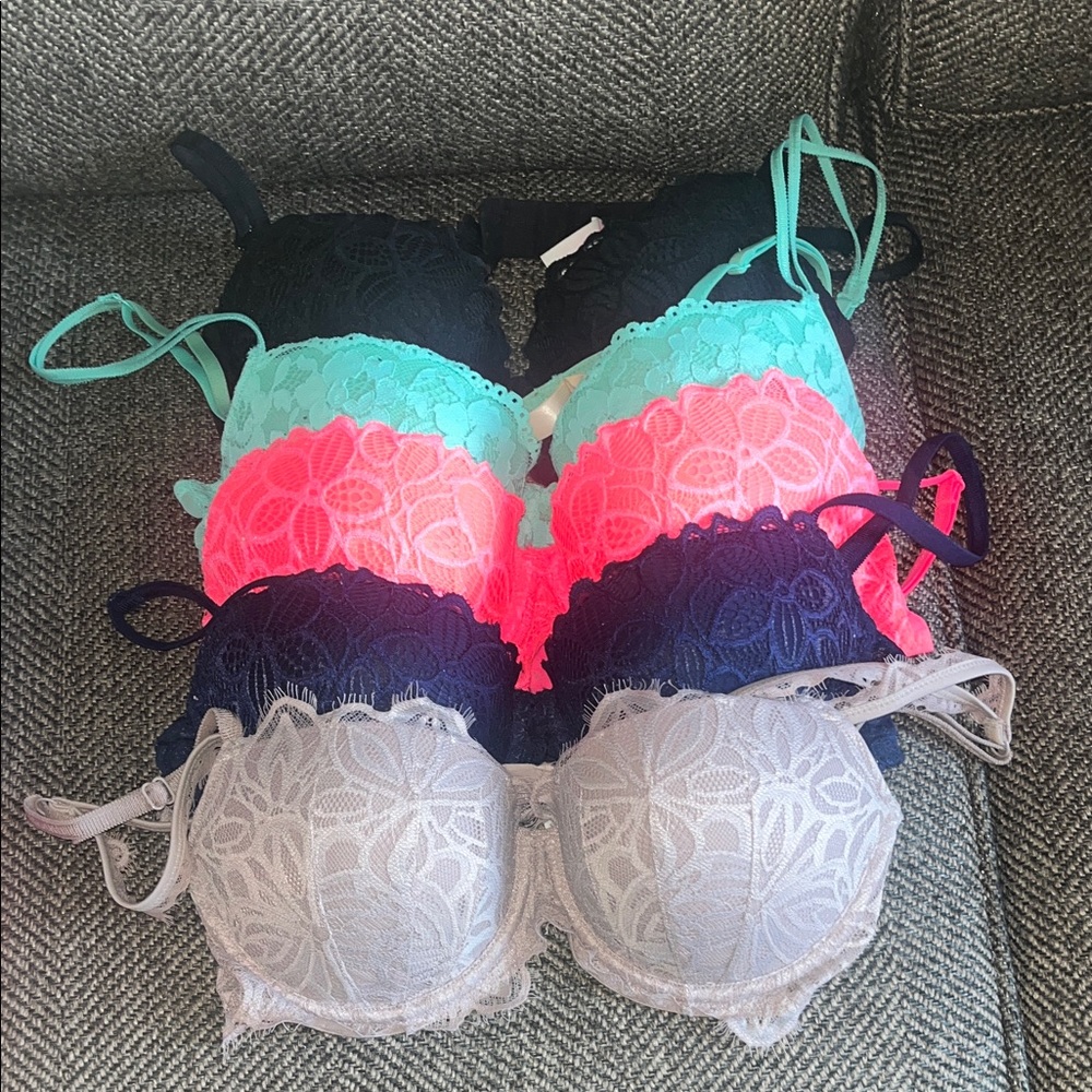 PINK Victoria's Secret Lace Bras - Black, Mint, Coral, Navy, Gray
